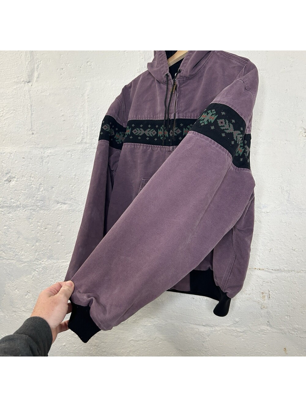 Vintage Carhartt Southwest Hooded Aztec Active Jacket “Damson” JR0057 Men’s XL - Picture 8 of 9